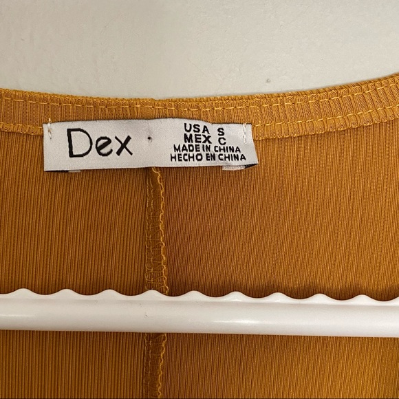 Dex Long Sleeve Mustard Yellow Draped Top - Picture 3 of 8